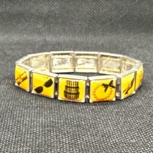 Vintage Yellow Italian Charm Fashion Image Panel Bracelet